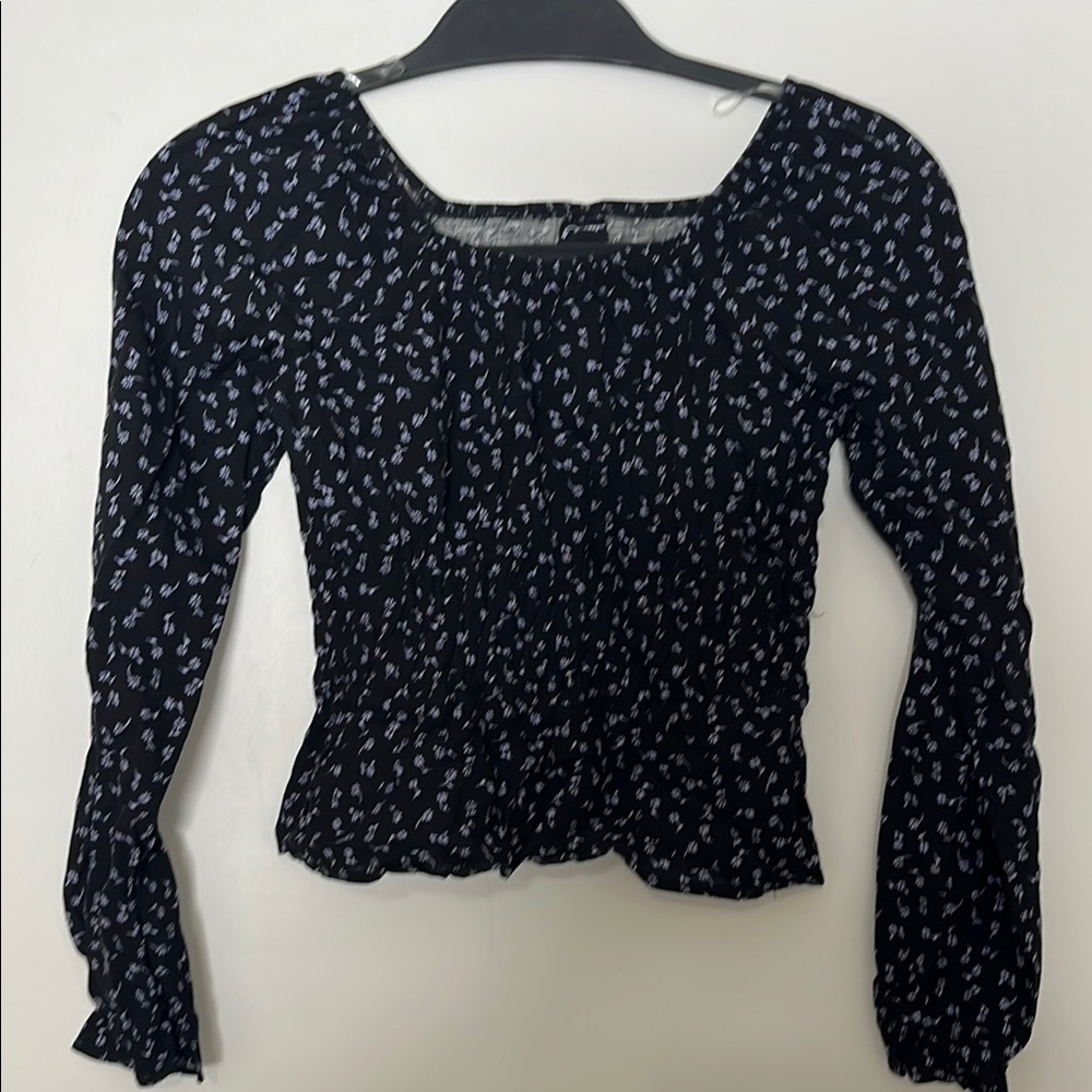 Art Class Black and Purple Floral Blouse